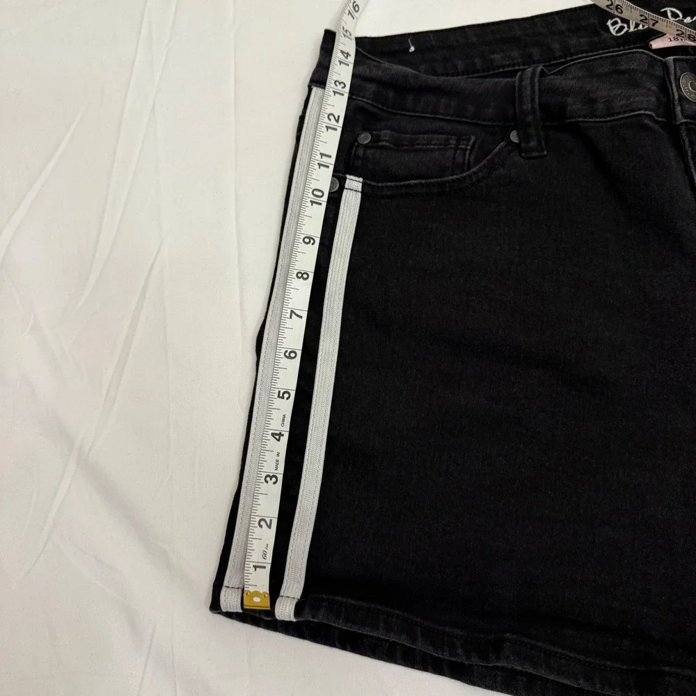 Blue Desire Curvy Black Denim Shorts White Side Stripe Womens 18W